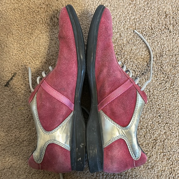 Prada Italy Red Stripe with silver leather and dark pink suede size 39 (US WM 9) - Picture 9 of 13